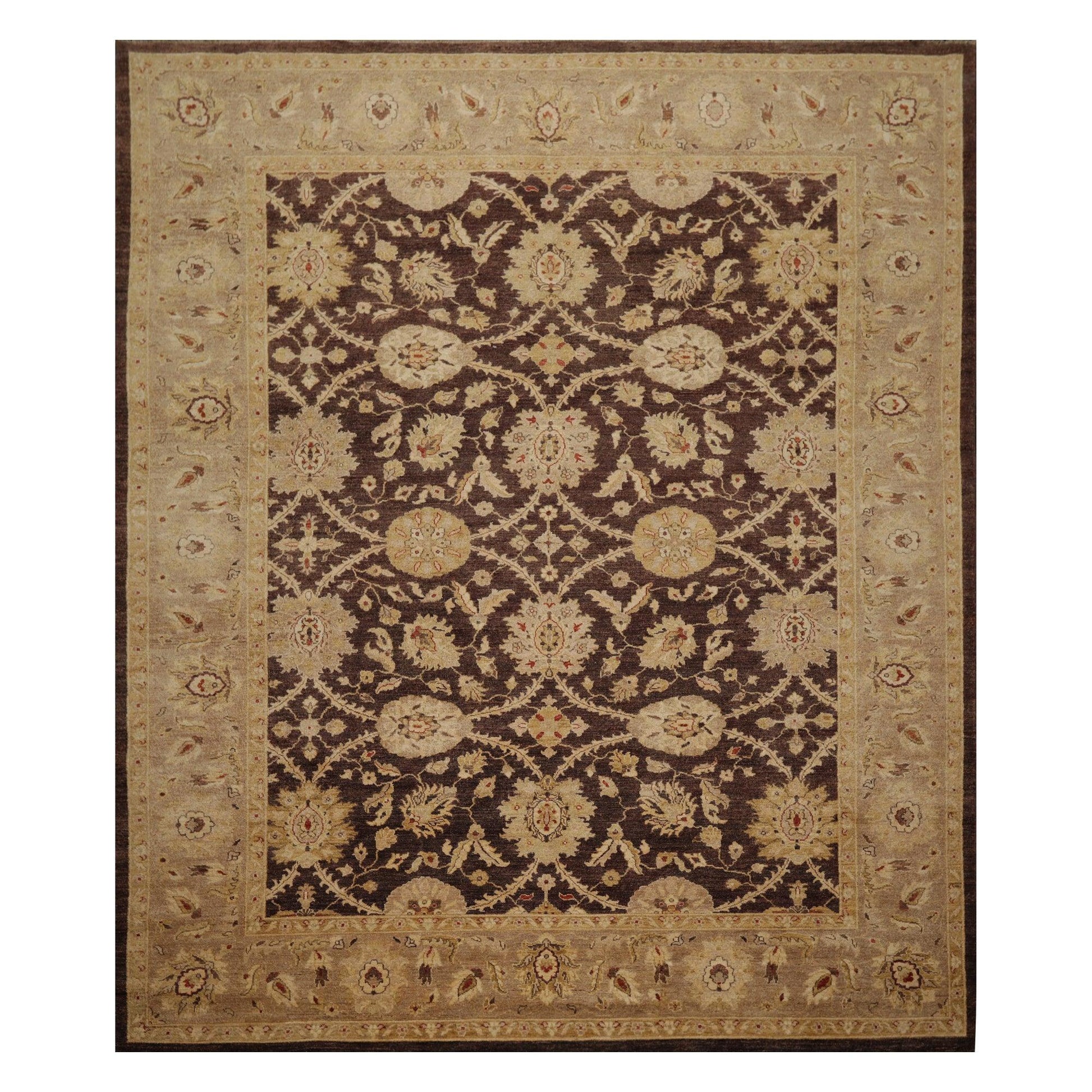 8'9" x 11'6" Hand Knotted 100% Wool Stone Wash Peshawar Oriental Area Rug Brown-0