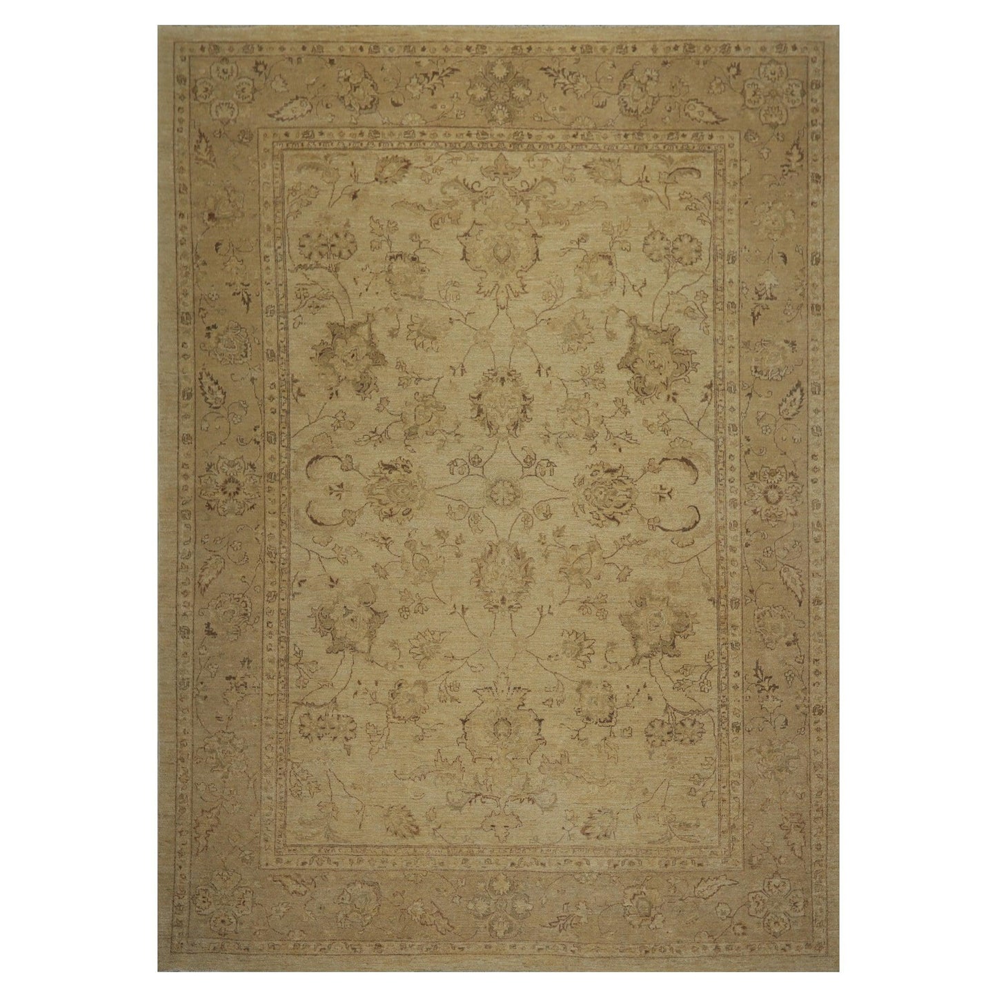 8'11"x 11'11" Hand Knotted Wool Stone Wash Peshawar Oriental Area Rug Warm Beige-0
