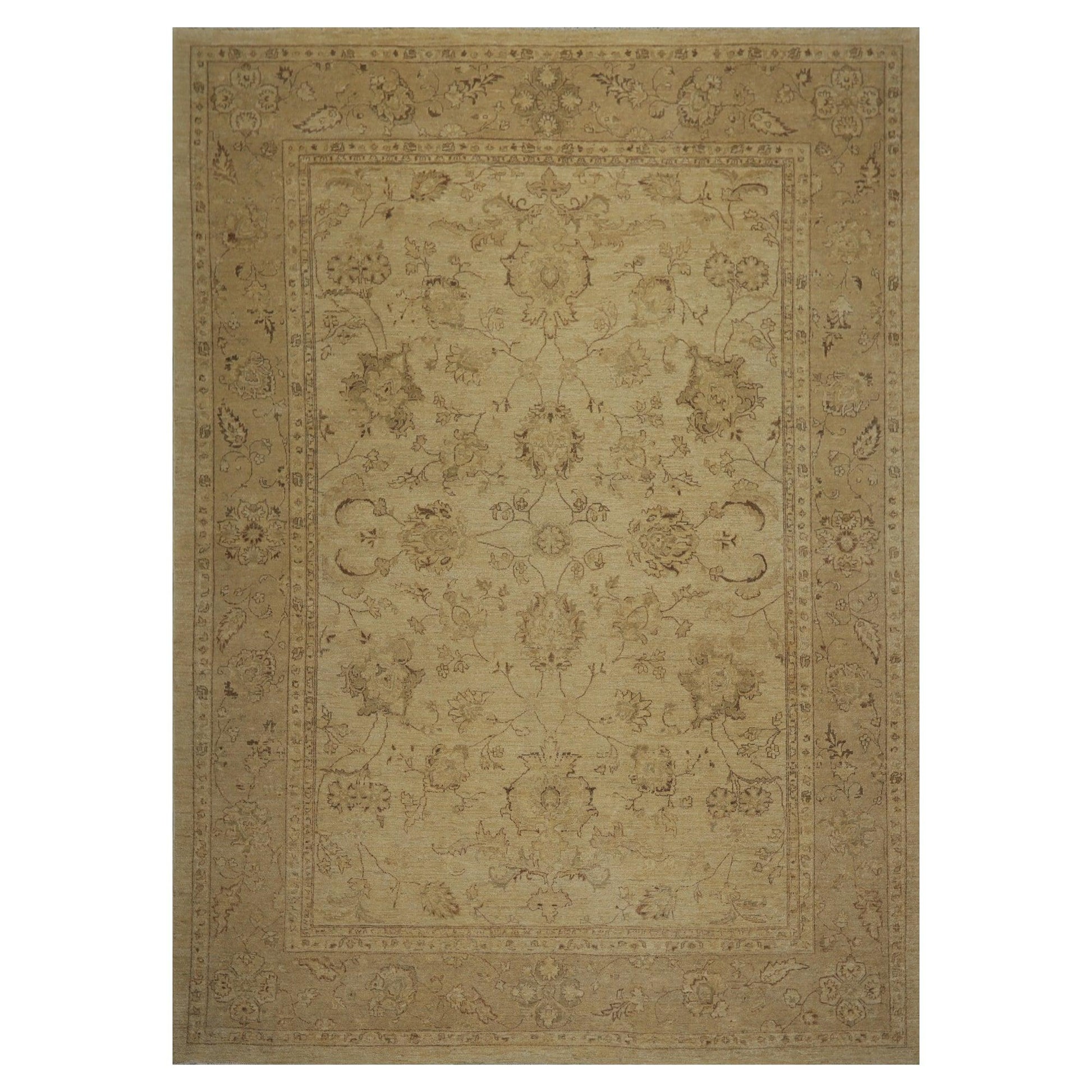 8'11"x 11'11" Hand Knotted Wool Stone Wash Peshawar Oriental Area Rug Warm Beige-0