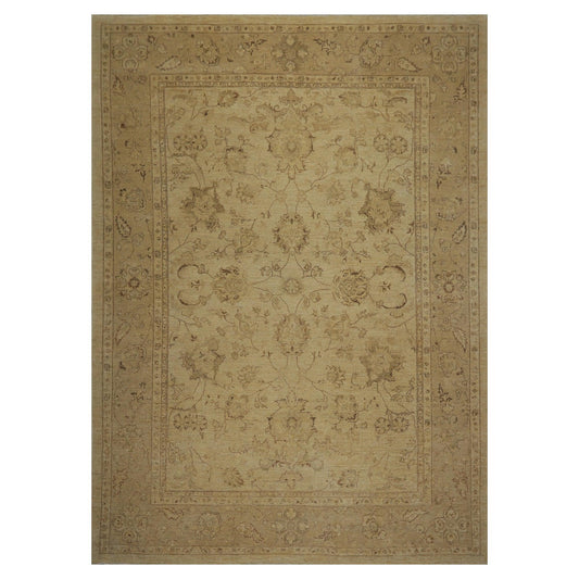 8'11"x 11'11" Hand Knotted Wool Stone Wash Peshawar Oriental Area Rug Warm Beige-0