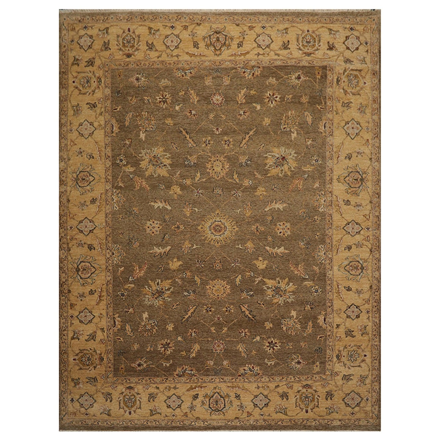 9' x 11'8" Hand Knotted 100% Wool Agra Vegetable Dyes Oriental Area Rug Moss-0