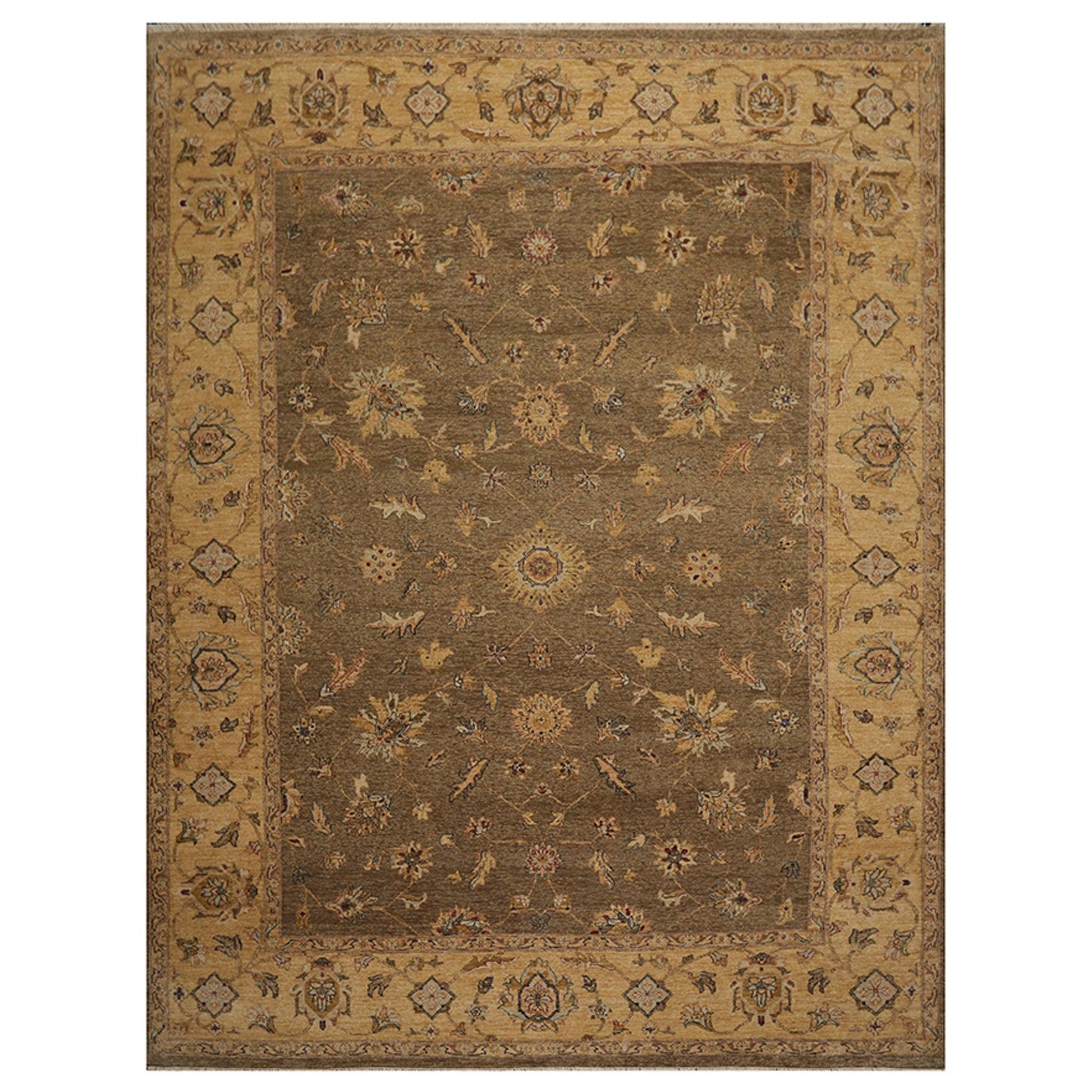 9' x 11'8" Hand Knotted 100% Wool Agra Vegetable Dyes Oriental Area Rug Moss-0