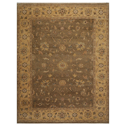 9' x 11'8" Hand Knotted 100% Wool Agra Vegetable Dyes Oriental Area Rug Moss-0