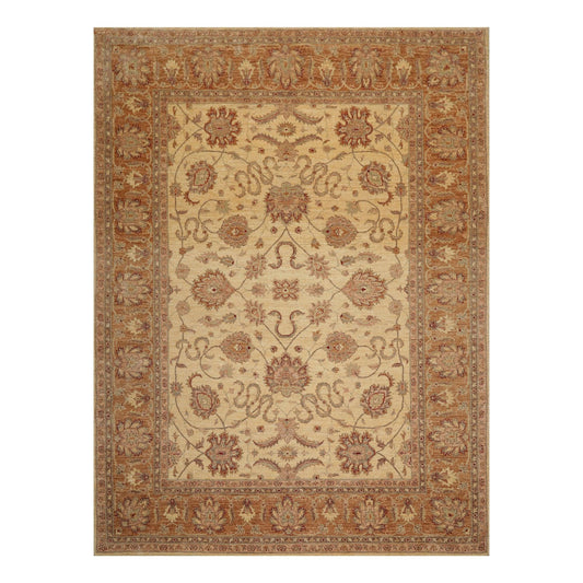 8'2" x 11'4" Hand Knotted Wool Stone Wash Peshawar Vegetable Dyes Area Rug Beige-0