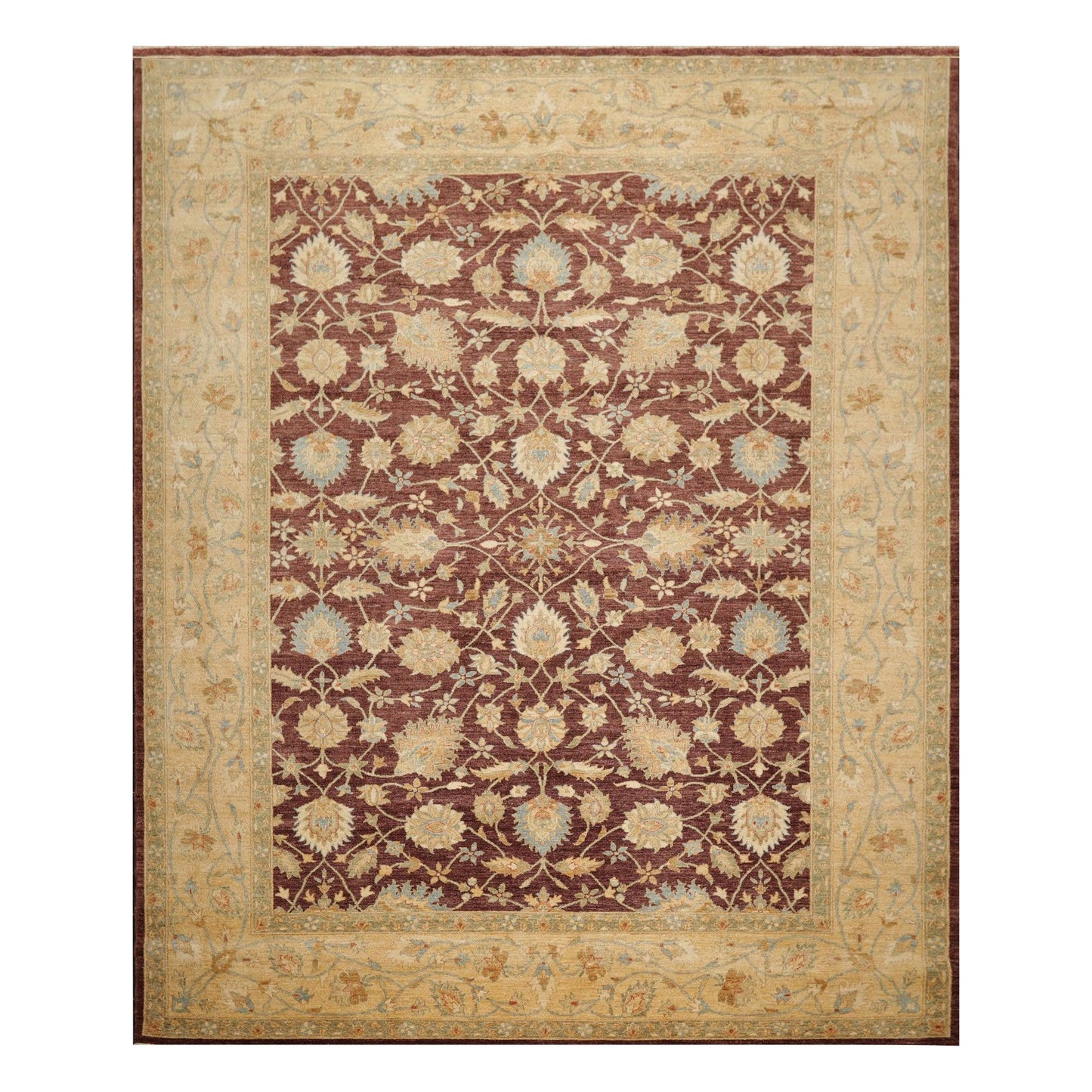 9'1"x 11'11" Hand Knotted Wool Stone Wash Peshawar Vegetable Dyes Area Rug Brown-0