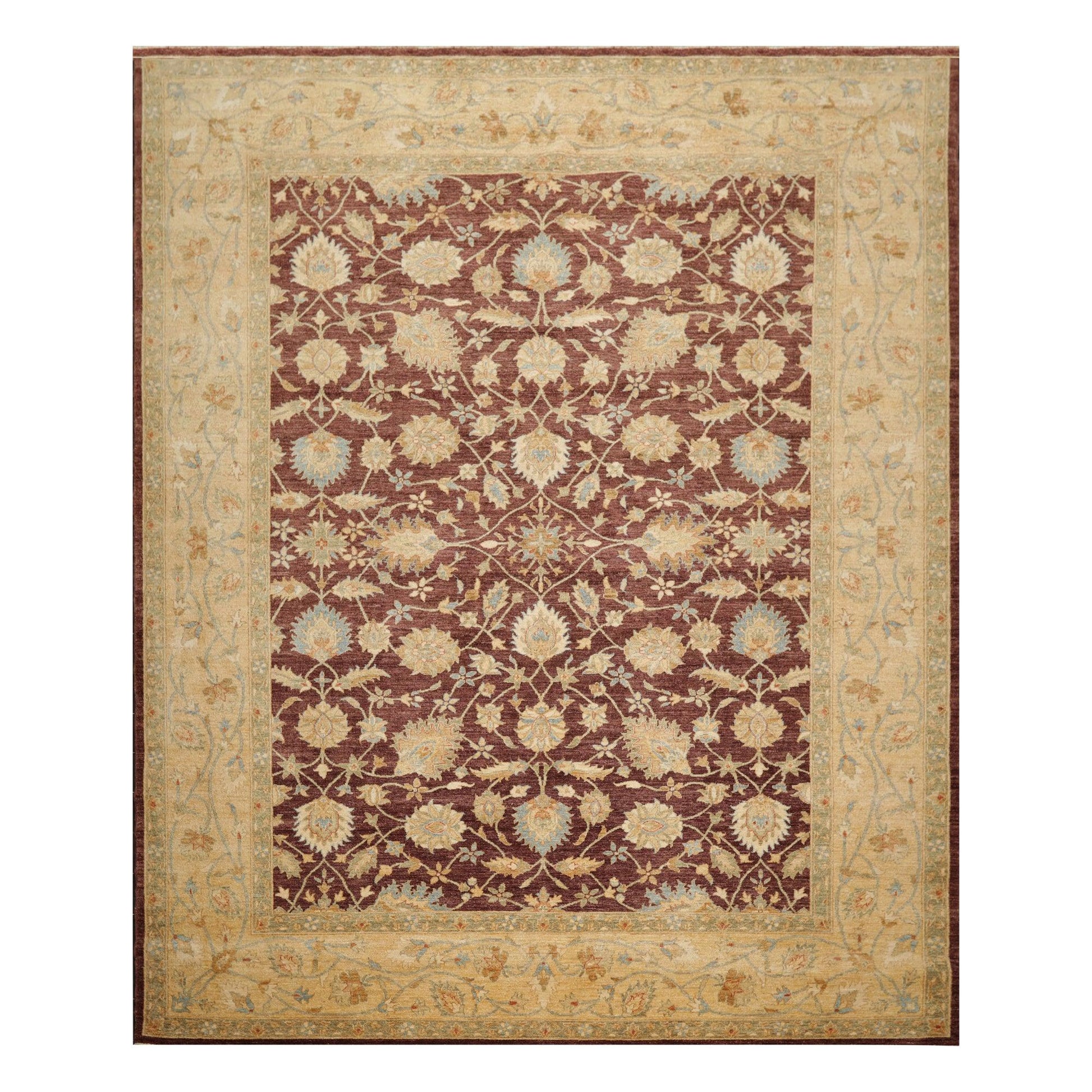 9'1"x 11'11" Hand Knotted Wool Stone Wash Peshawar Vegetable Dyes Area Rug Brown-0