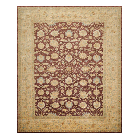 9'1"x 11'11" Hand Knotted Wool Stone Wash Peshawar Vegetable Dyes Area Rug Brown-0