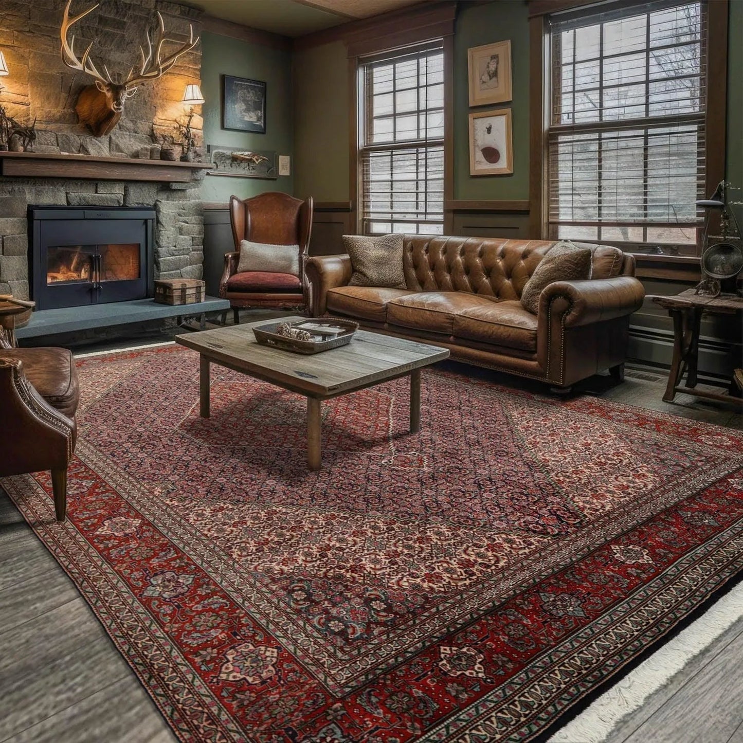 8x11 Navy, Rust Hand Knotted 100% Wool 250 KPSI Authentic Mahi Tabrizz Oriental Area Rug-0