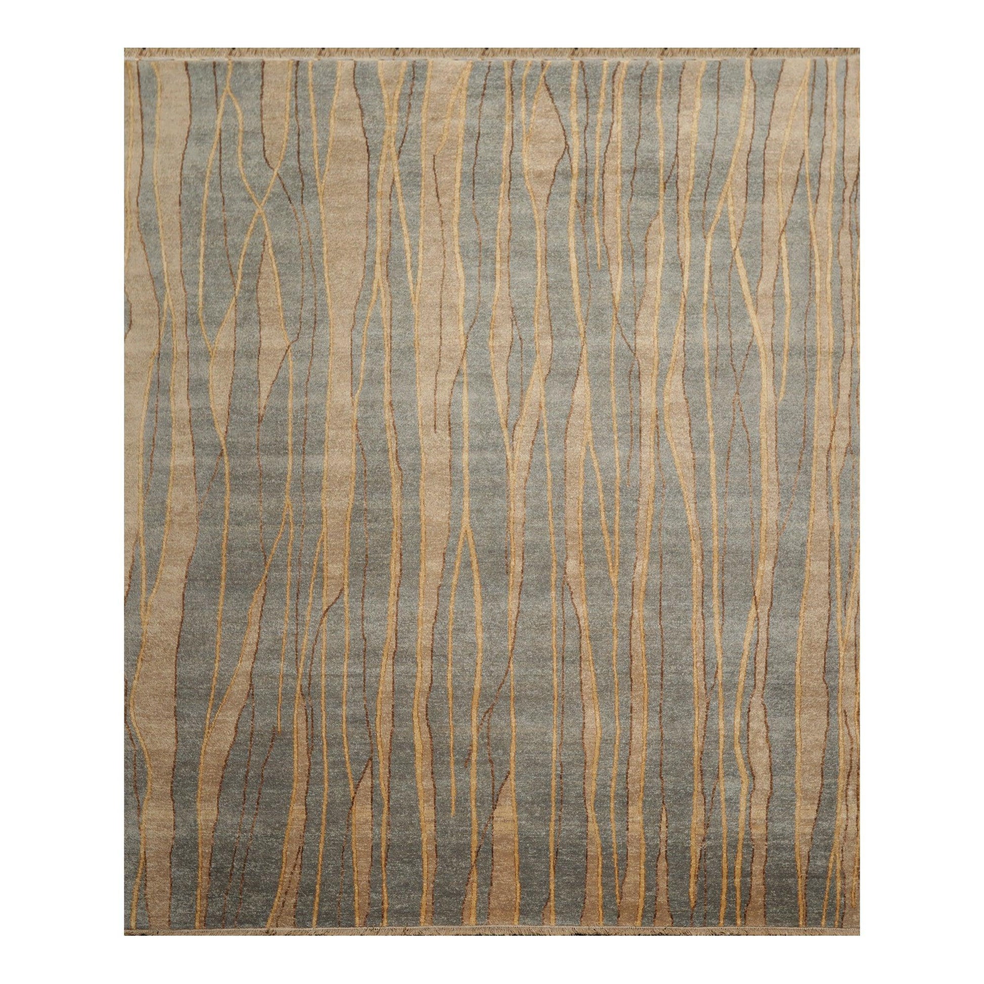 7'9"x9'9" Hand Knotted Wool Stone Wash Peshawar Vegetable Dye Area Rug Gray Blue-0