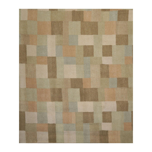 8' x 9'11" Modern & Contemporary 100% Wool Oriental Area Rug Moss-0