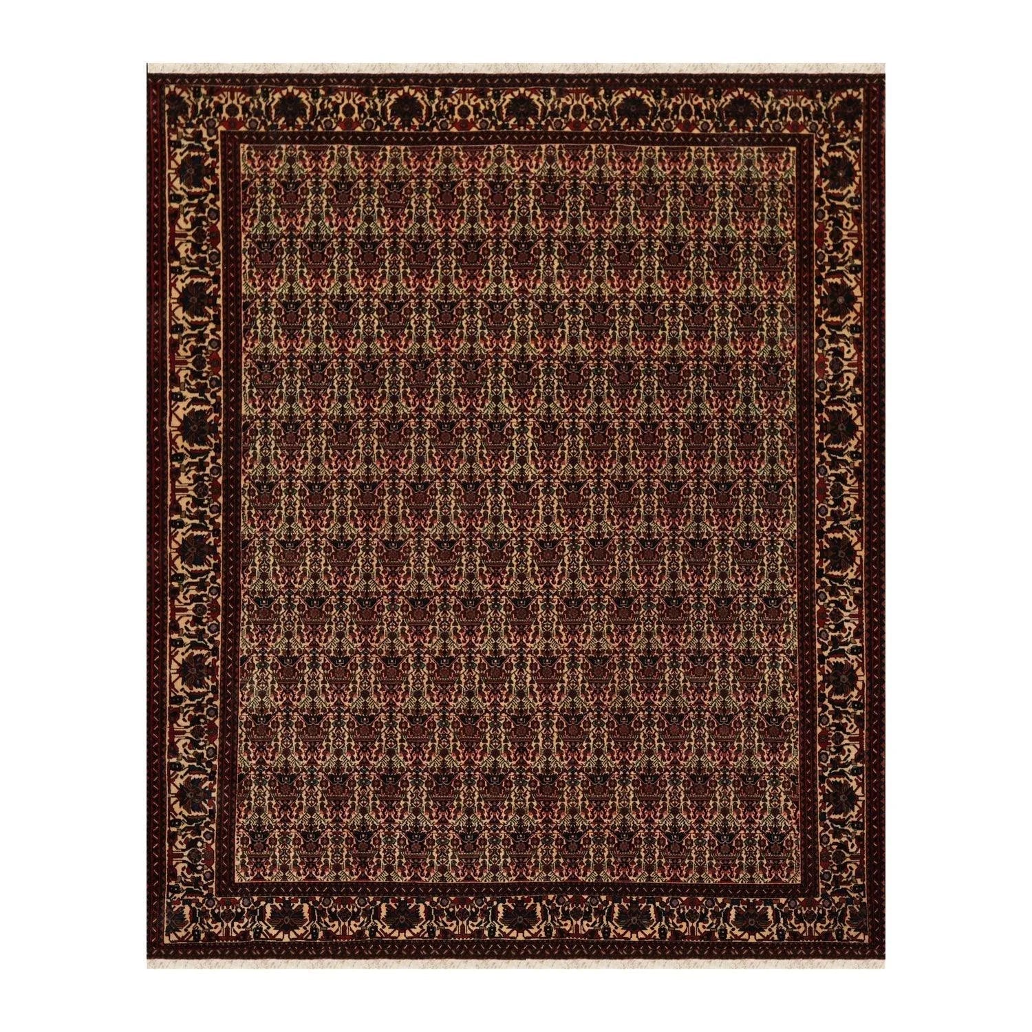 6x9 Ivory, Rust Hand Knotted 100% Wool Vase 200 KPSI Authentic Persian Oriental Area Rug-0