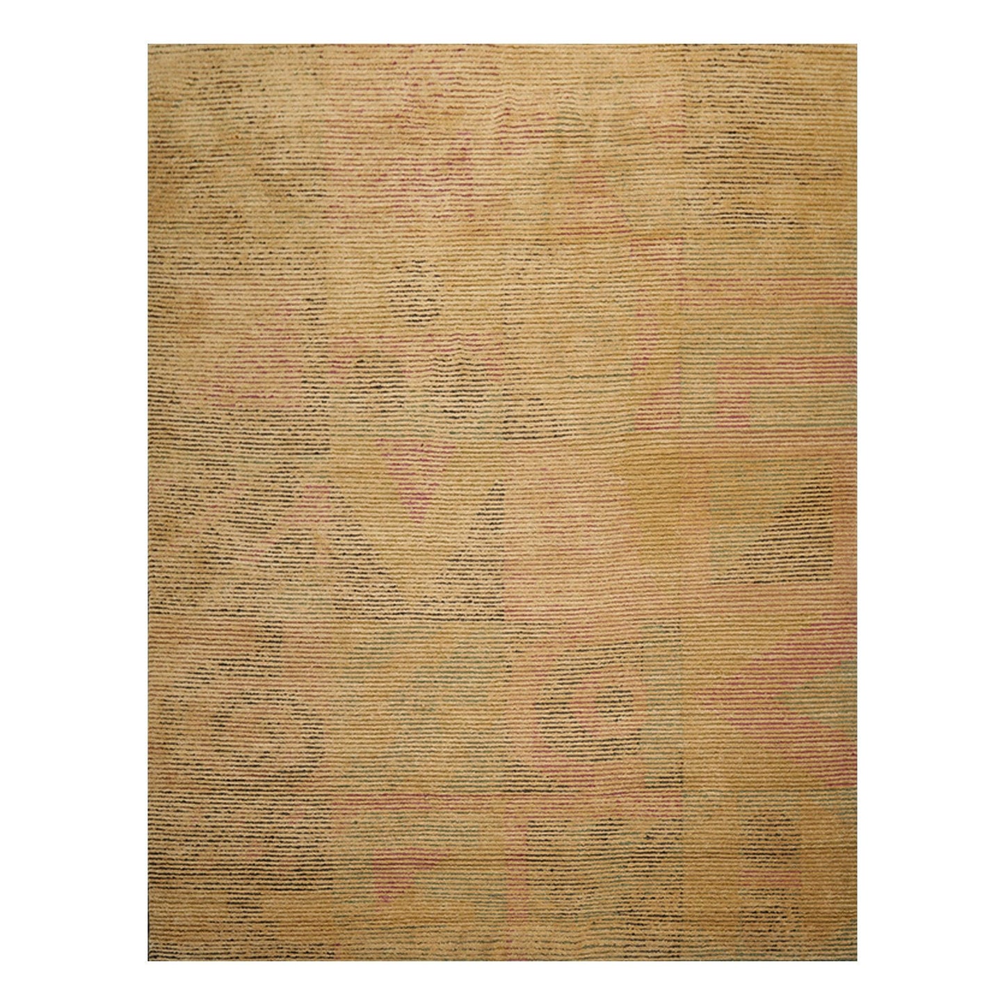 8'2"x10'6" Hand Knotted Wool Peekaboo Loop N Cut Pile Art Deco Tibetan Area Rug Tan-0