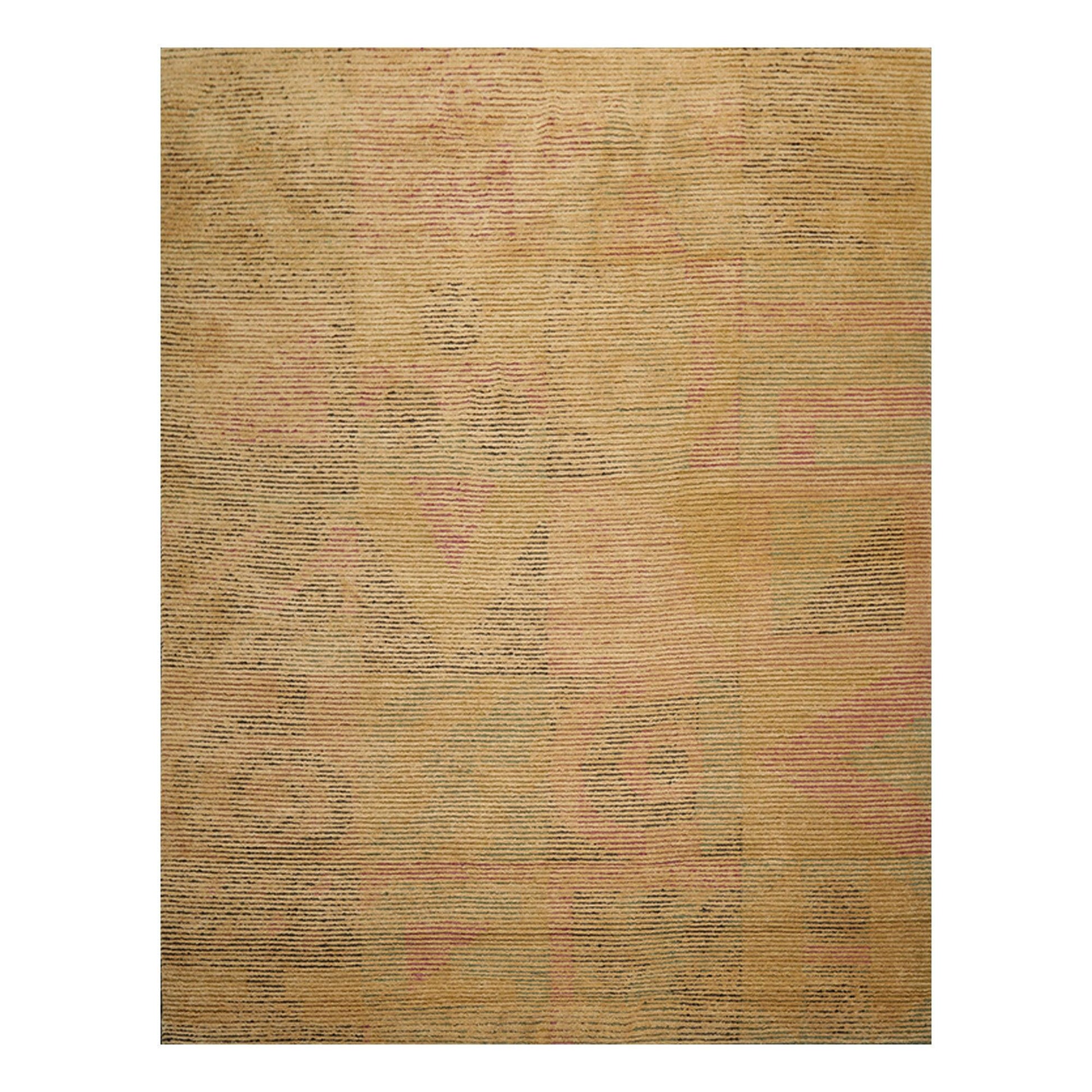 8'2"x10'6" Hand Knotted Wool Peekaboo Loop N Cut Pile Art Deco Tibetan Area Rug Tan-0