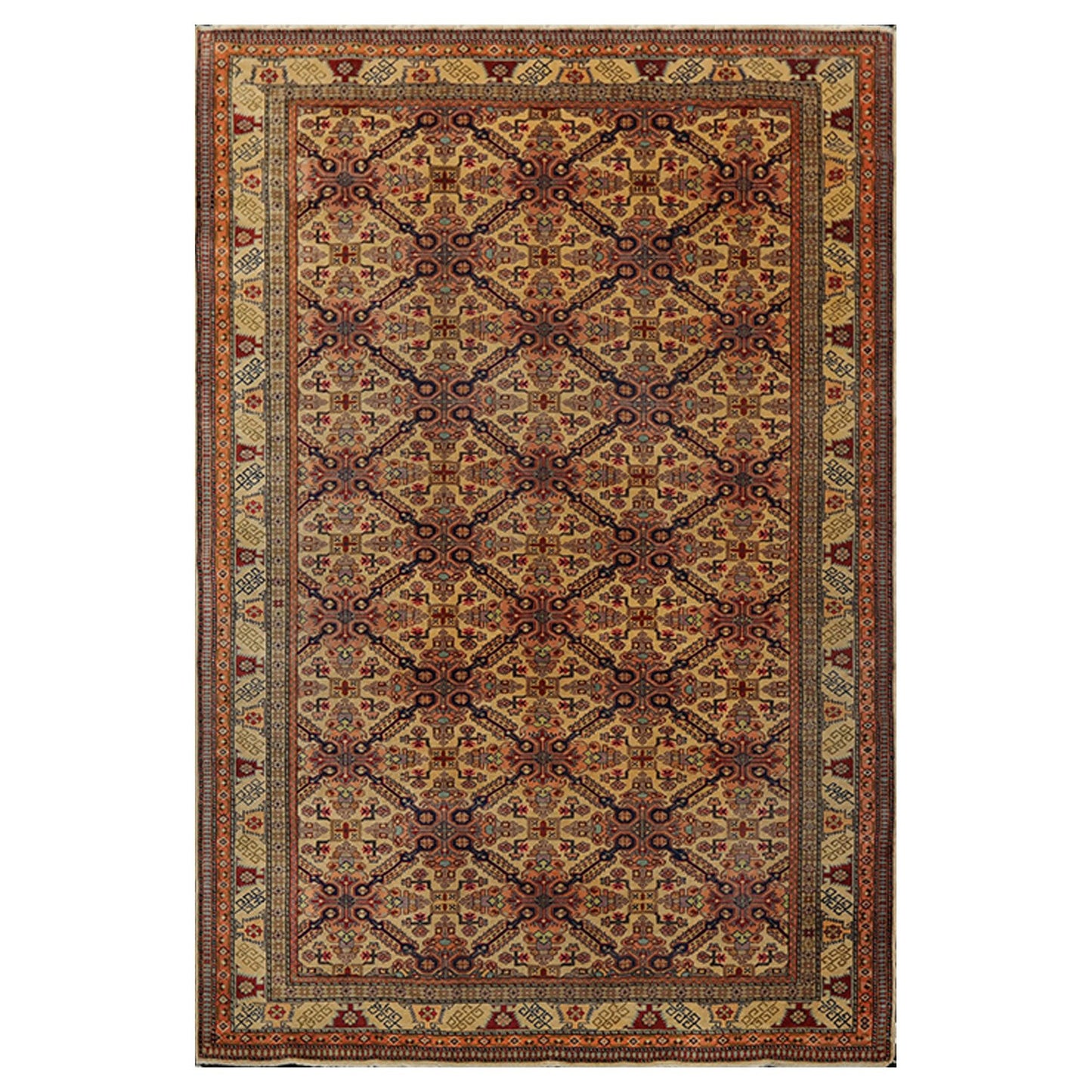 6'6" x 9'8" Hand Knotted 100% Wool Superfine 200 KPSI Oriental Area Rug Tan-0