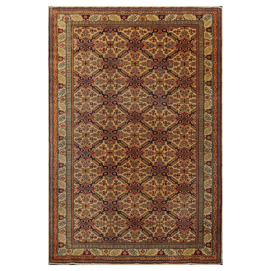6'6" x 9'8" Hand Knotted 100% Wool Superfine 200 KPSI Oriental Area Rug Tan-0