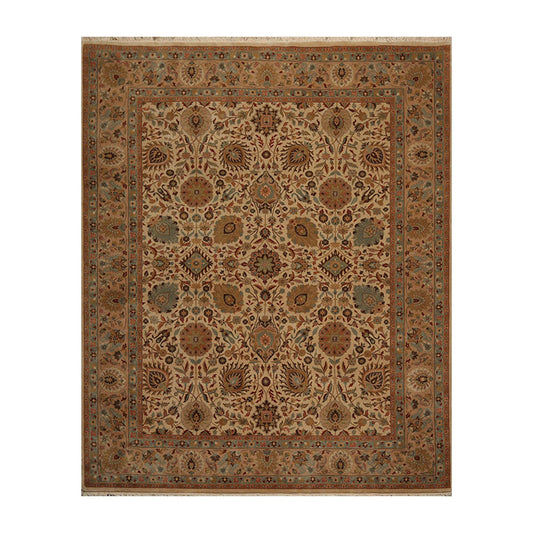 8' x 9'11" Hand Knotted Wool Traditional Agra 200 KPSI Oriental Area Rug Beige-0