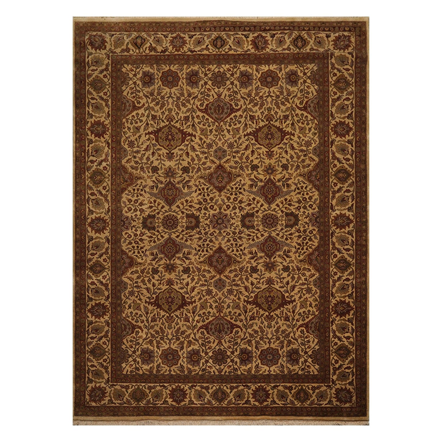 7'11" x 10'11" Hand Knotted 100% Wool 200 KPSI Jaipur Oriental Area Rug Tan-0