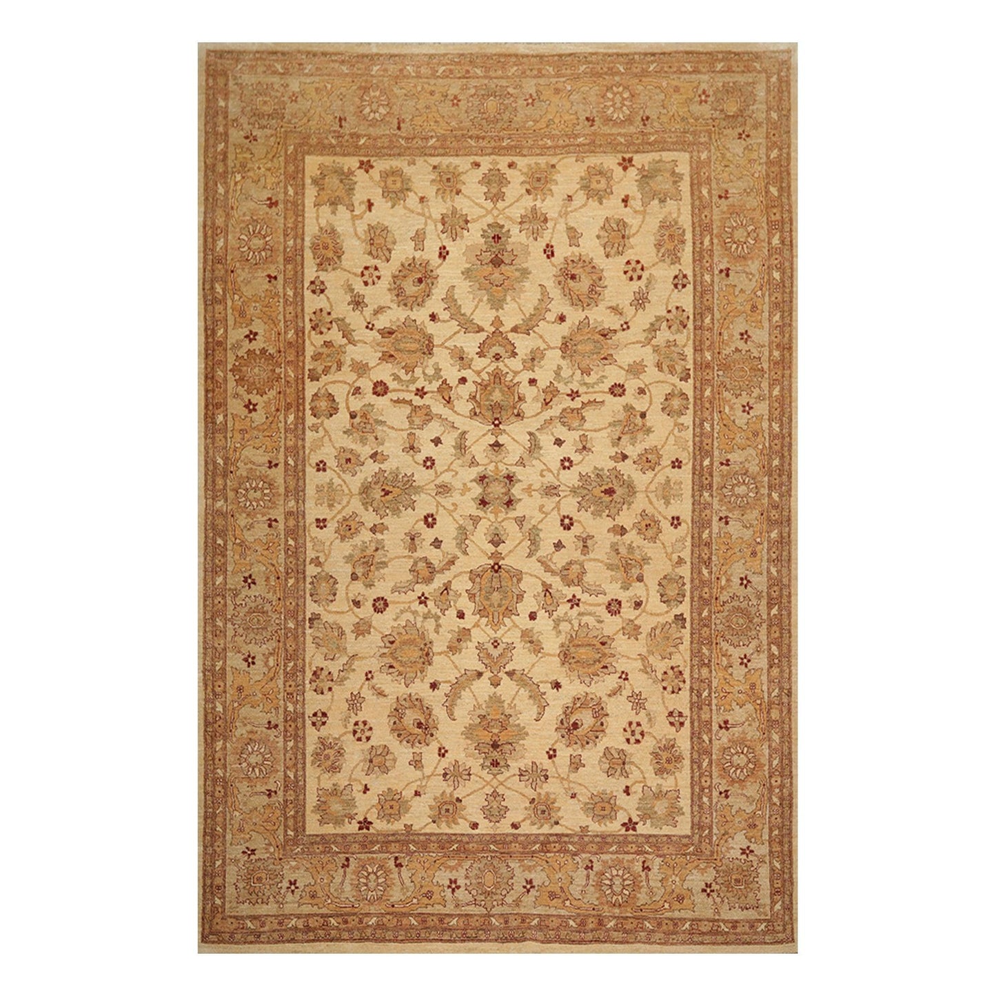 8'4"x12'7" Hand Knotted Wool Stone Wash Peshawar Vegetable Dye Area Rug Warm Beige-0