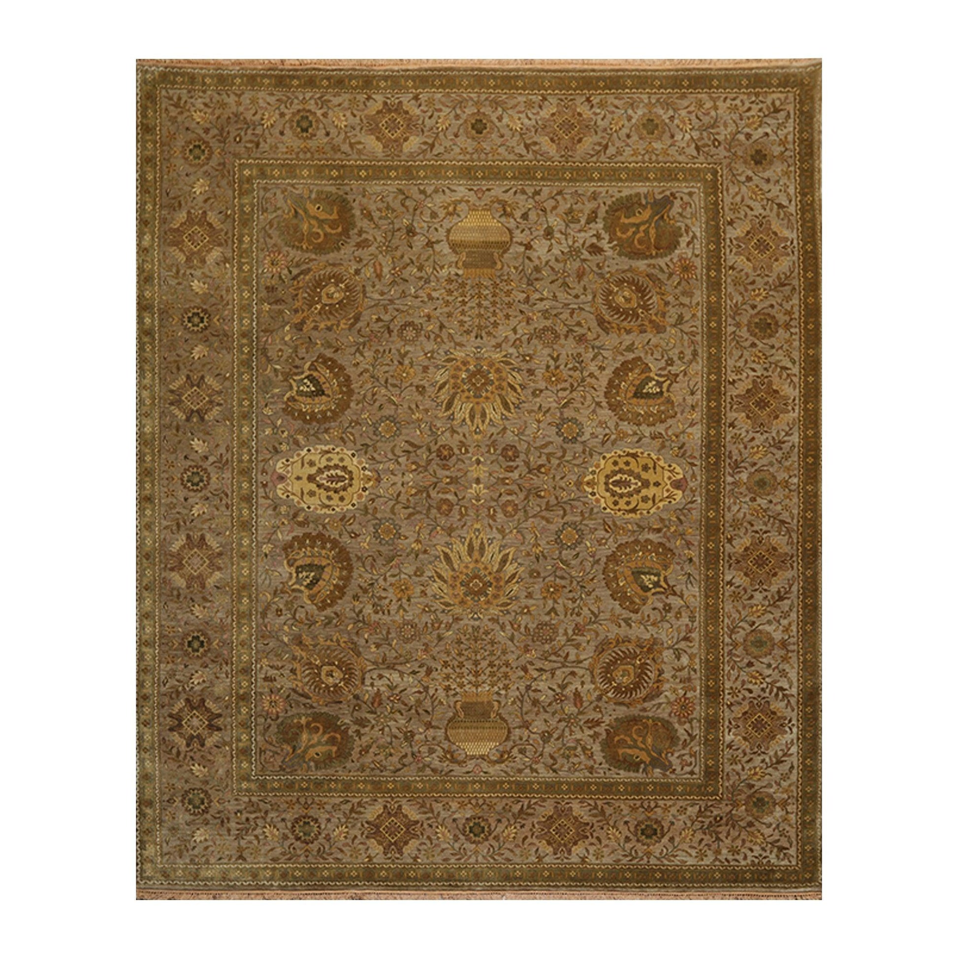 8' x 9'10" Hand Knotted 100% Wool Traditional 250 KPSI Oriental Area Rug Taupe-0
