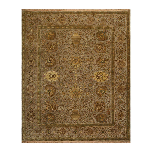 8' x 9'10" Hand Knotted 100% Wool Traditional 250 KPSI Oriental Area Rug Taupe-0