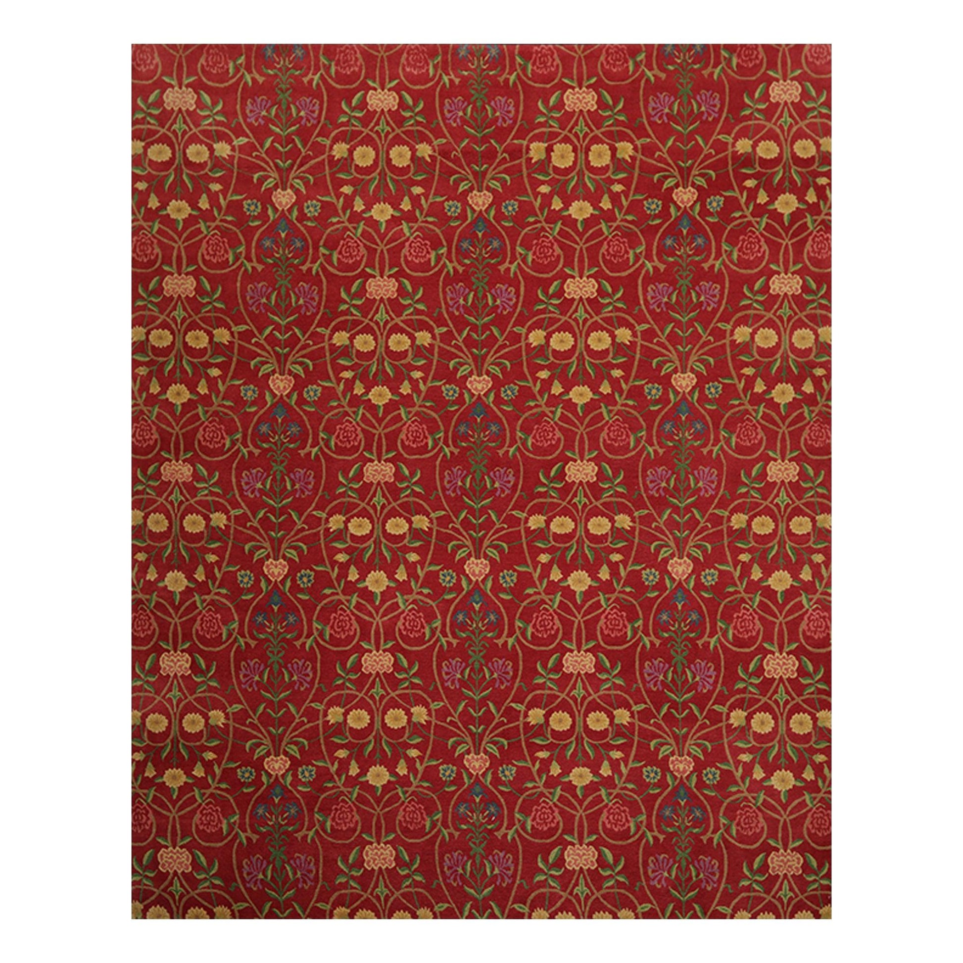 8' x 10'1" Lapchi Hand Knotted 100% Wool Floral Tibetan Oriental Area Rug Coral-0