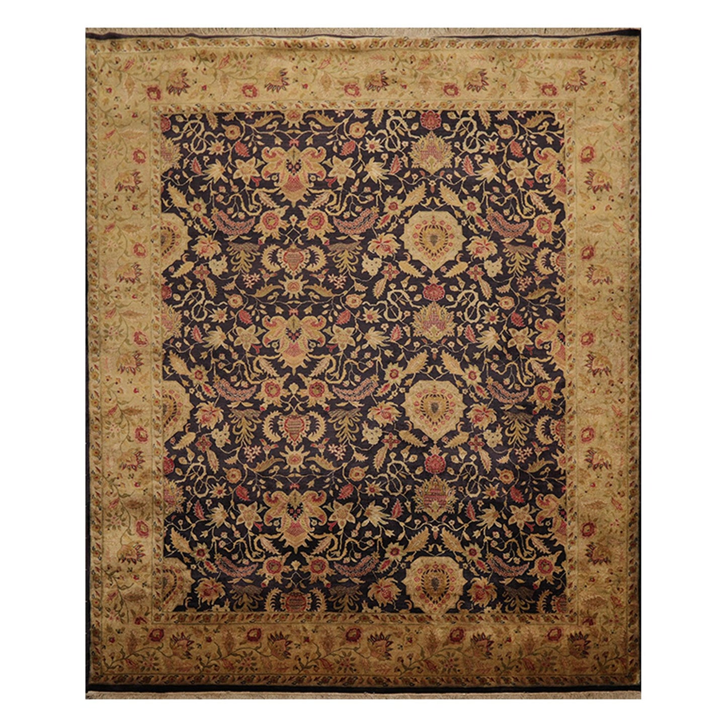 8'2" x 9'10" Hand Knotted Wool Agra 250 KPSI S.fine Veg dyes Area Rug Charcoal-0