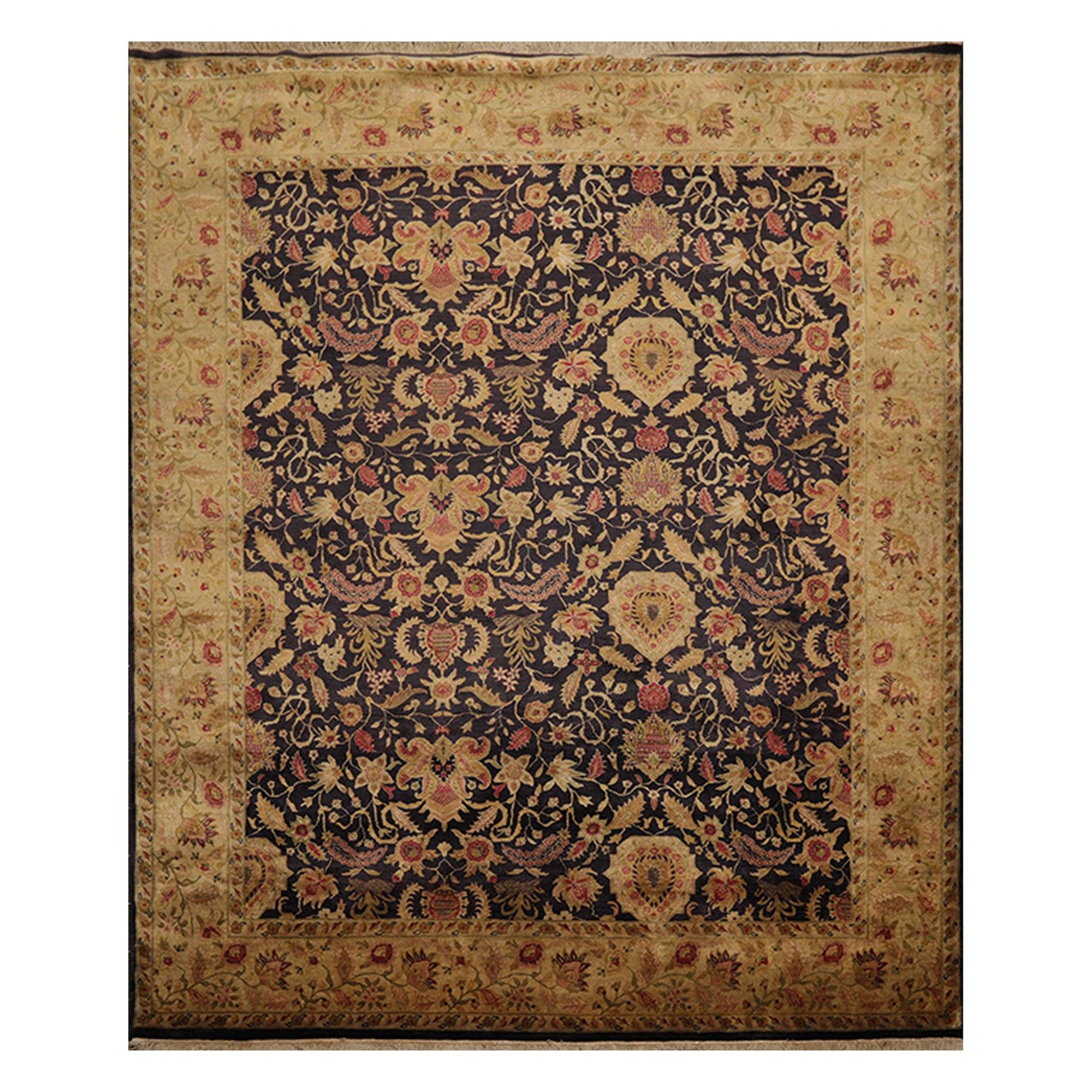 8'2" x 9'10" Hand Knotted Wool Agra 250 KPSI S.fine Veg dyes Area Rug Charcoal-0