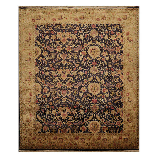 8'2" x 9'10" Hand Knotted Wool Agra 250 KPSI S.fine Veg dyes Area Rug Charcoal-0