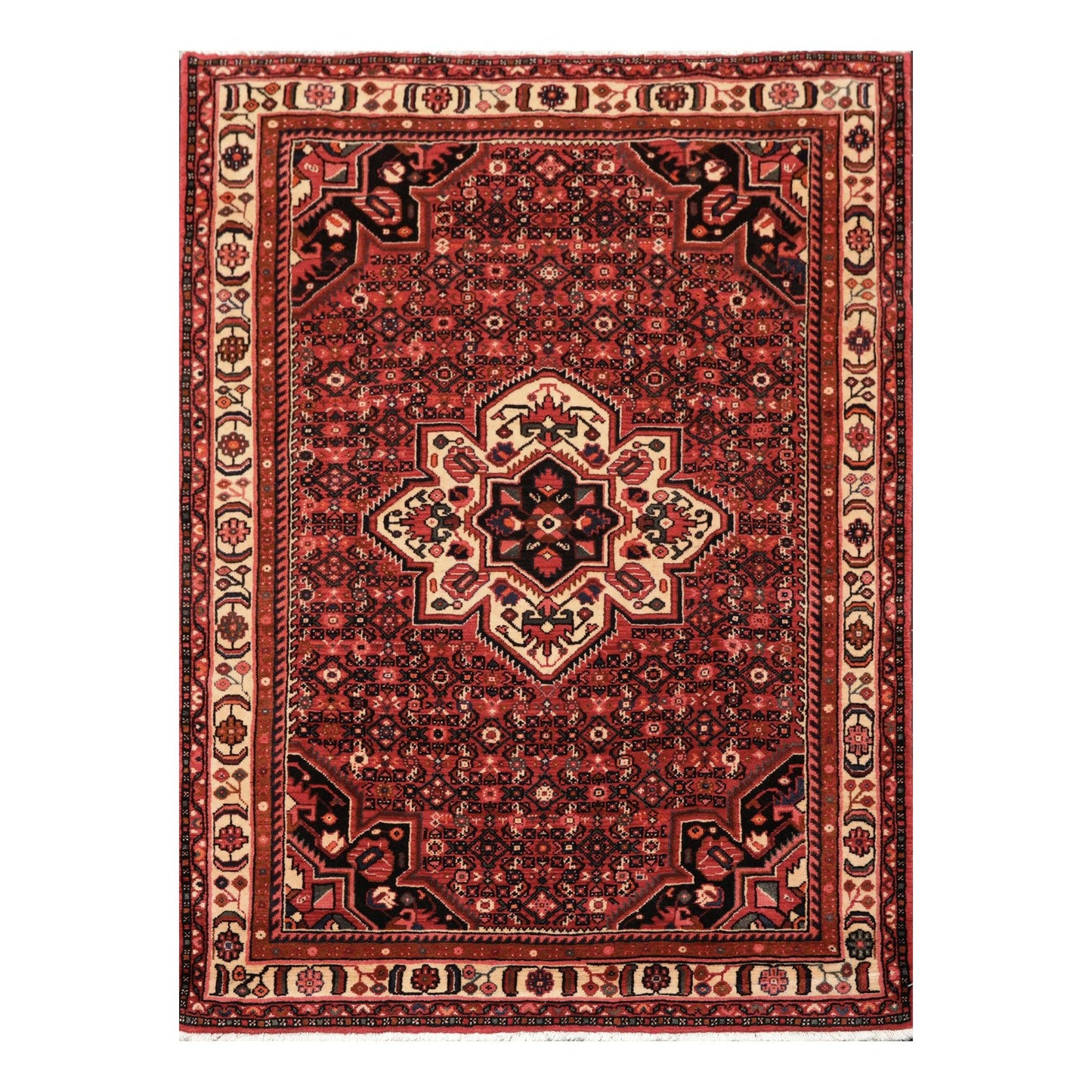 5'1" x 6'10" Hand Knotted 100% Wool Vegetable Dyes Oriental Area Rug Red-0