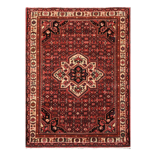 5'1" x 6'10" Hand Knotted 100% Wool Vegetable Dyes Oriental Area Rug Red-0