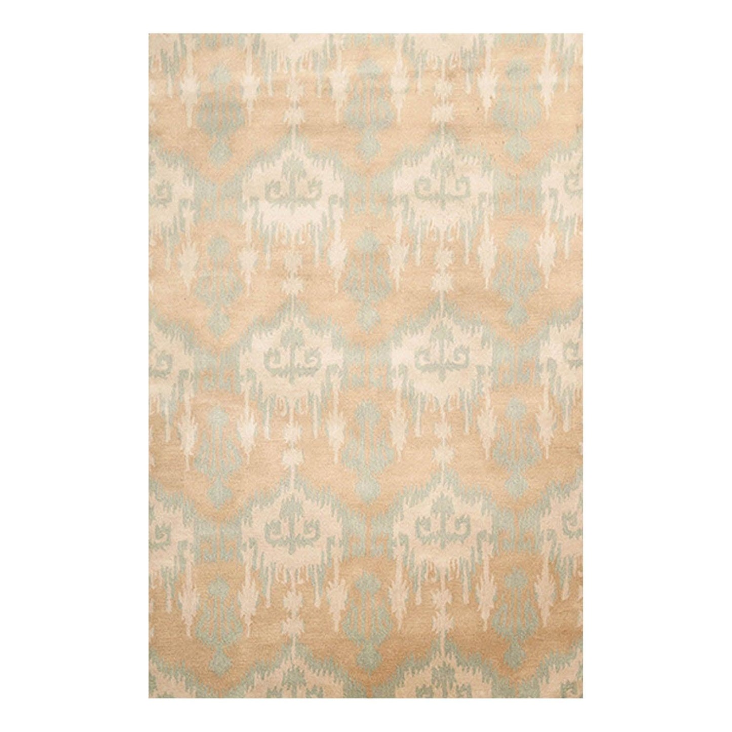5'1" x 8'7" Handmade 100% Wool Ikat Oriental Area Rug Modern Tan-0