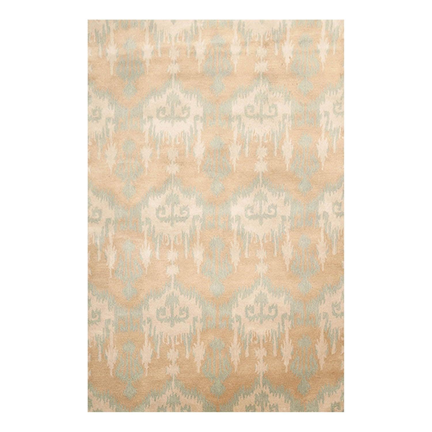 5'1" x 8'7" Handmade 100% Wool Ikat Oriental Area Rug Modern Tan-0