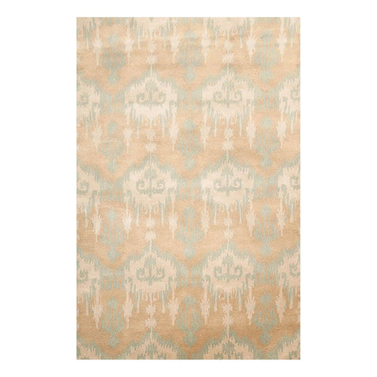 5'1" x 8'7" Handmade 100% Wool Ikat Oriental Area Rug Modern Tan-0