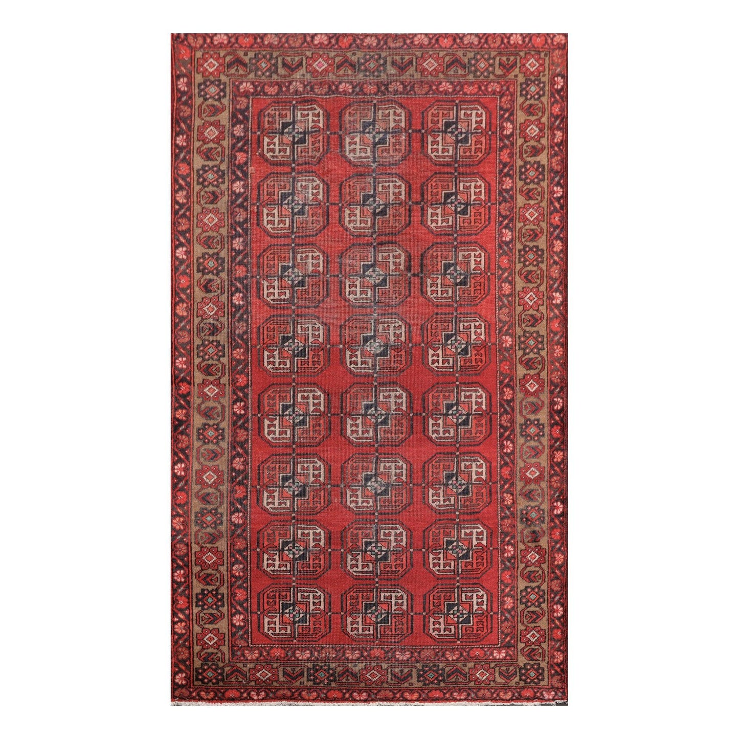 3'9" x 6'8" Hand Knotted Antique 100% Wool Zanjan Oriental Area Rug Red-0
