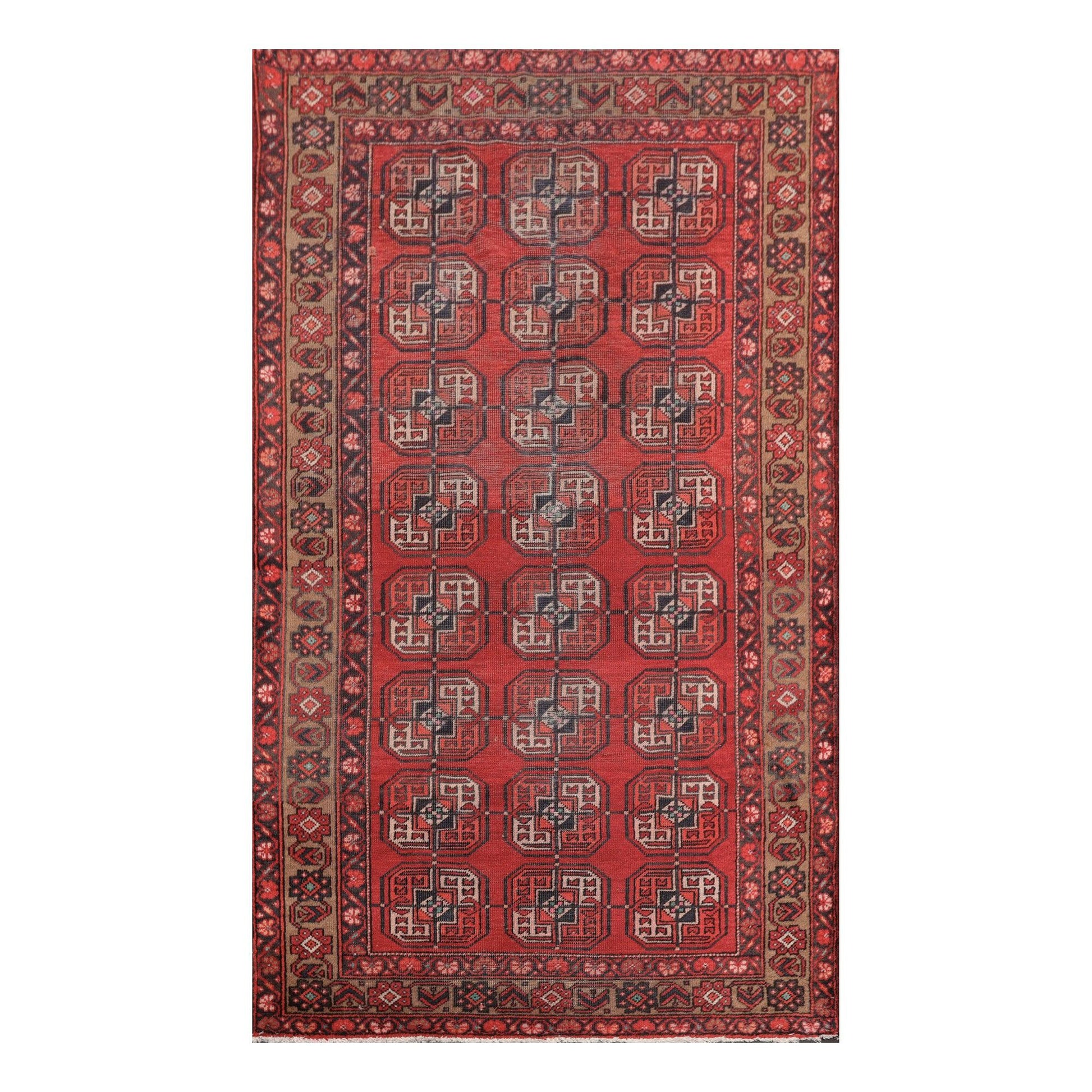 3'9" x 6'8" Hand Knotted Antique 100% Wool Zanjan Oriental Area Rug Red-0