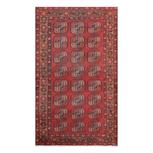 3'9" x 6'8" Hand Knotted Antique 100% Wool Zanjan Oriental Area Rug Red-0