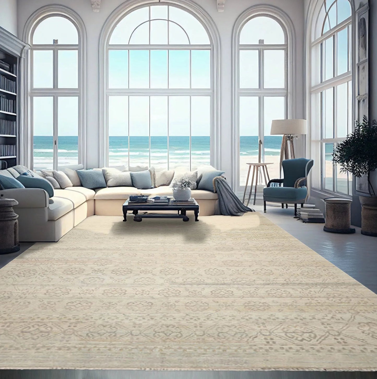 10' x14' Hand Knotted Wool Turkish Oushak Area Rug Transitional Grayish Beige-0