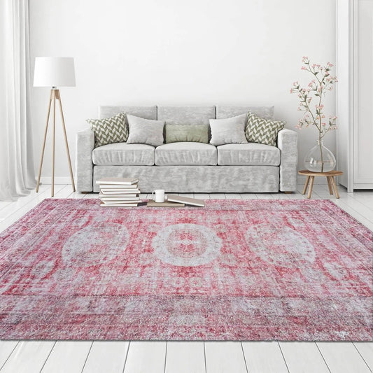 Multi Size Handmade Hand-Woven Micro Printed Polyester Traditional Oriental Area Rug Orange, Ivory Color-0