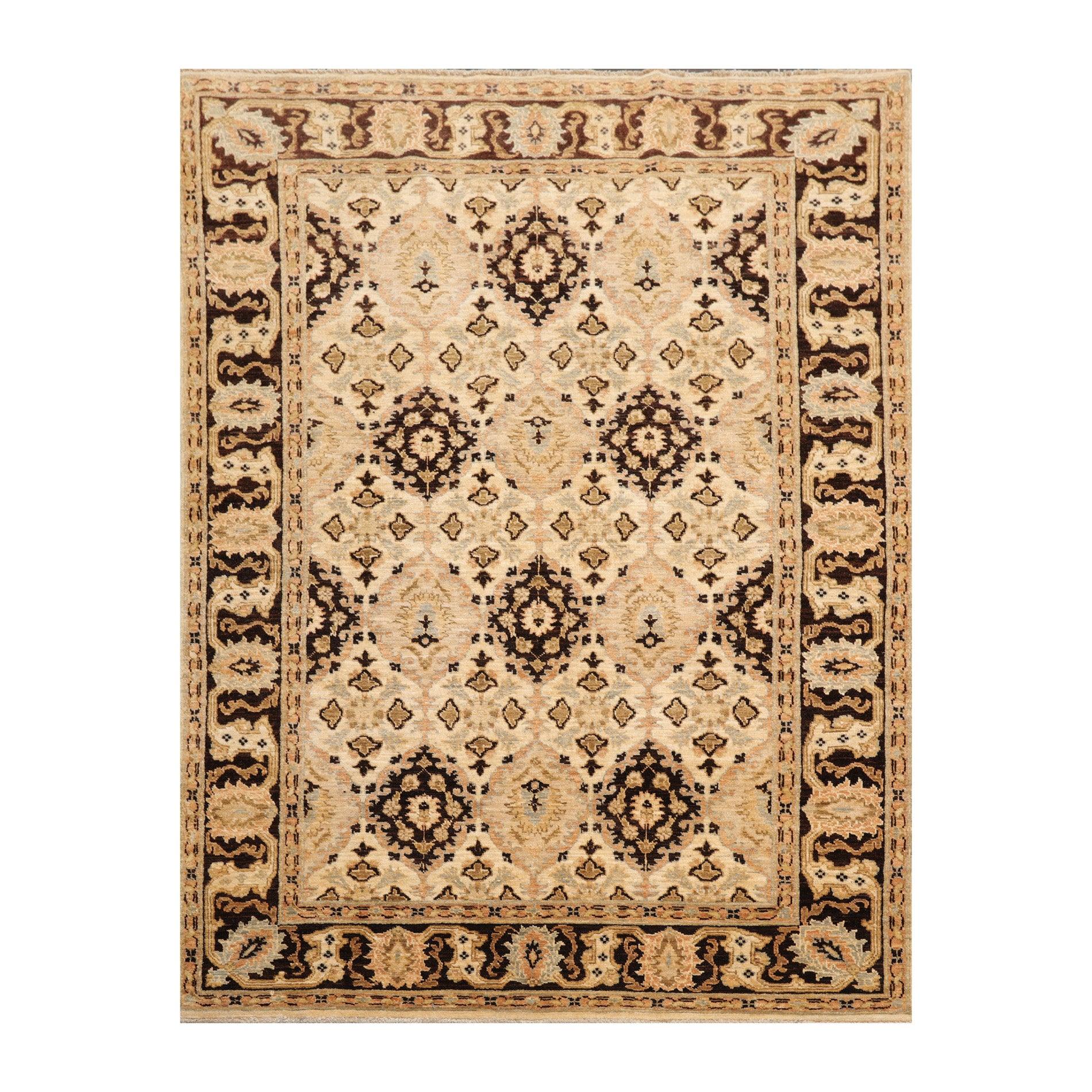 4'1 x 5'8" Hand Knotted 100% Wool Peshawar 200 KPSI Oriental Area Rug Beige-0