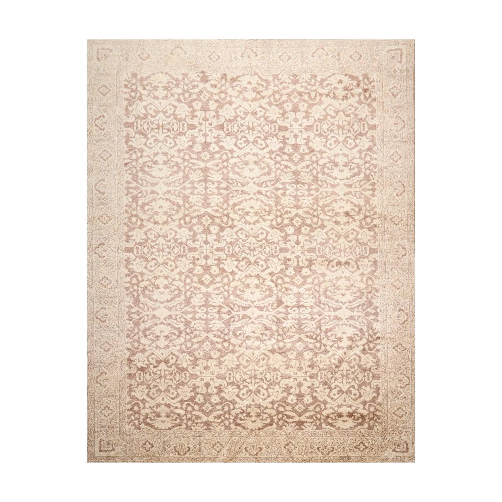9’x12’ Hand Knotted Designer Tibetan Wool Antique Reproduction Area Rug Beige-0
