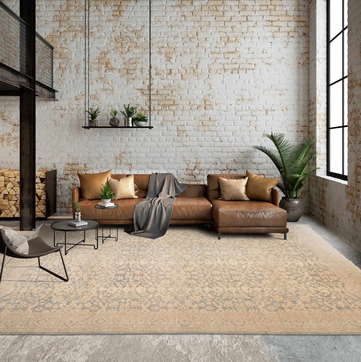 10' x 14' Hand Knotted Wool Antique Reproduction Erased Pattern Area Rug Beige-0