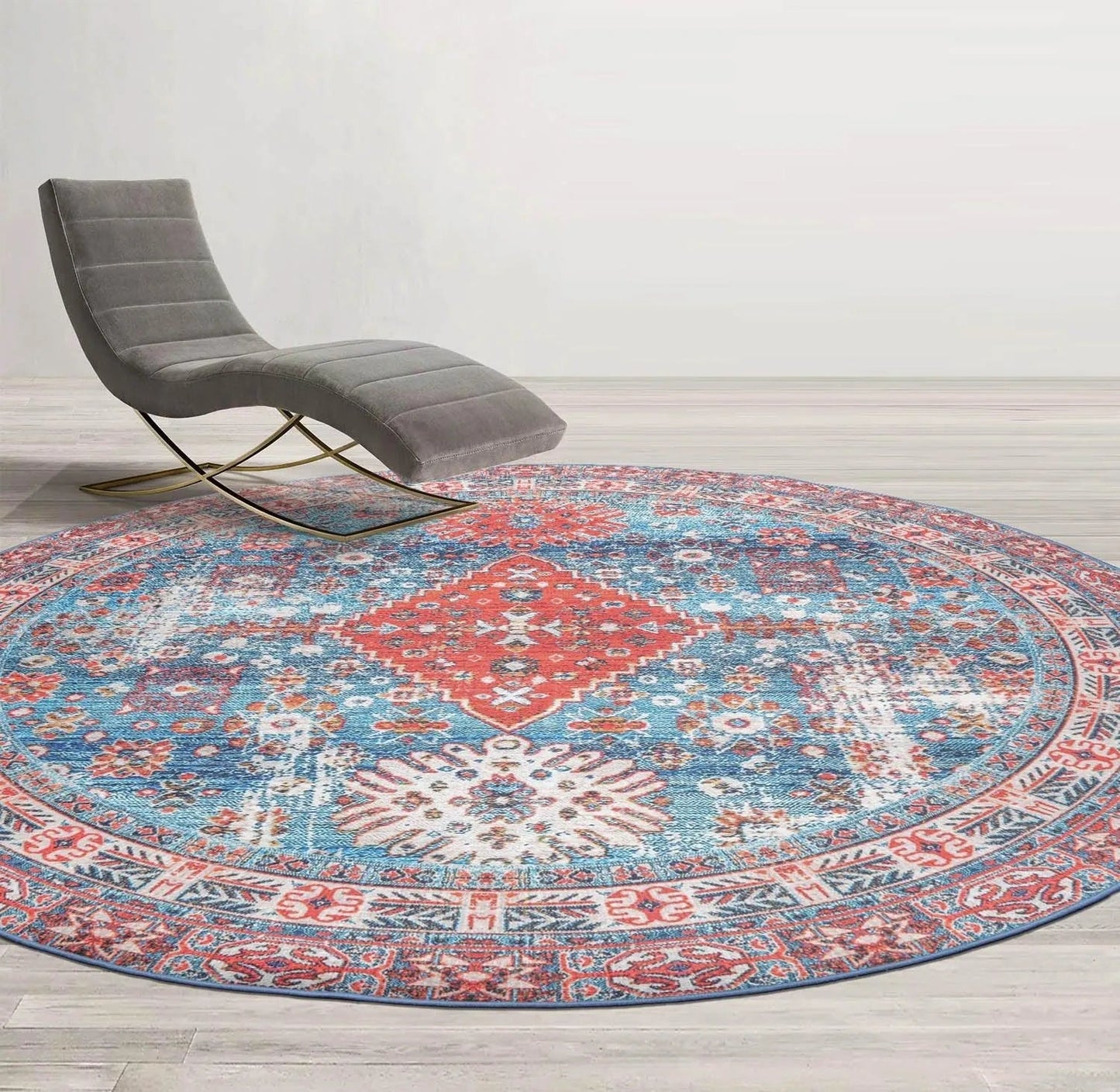 LoomBloom Multi Sizes Aqua Machine Made Traditional Medallion Flatweave Polyester Oriental Area Rug-2