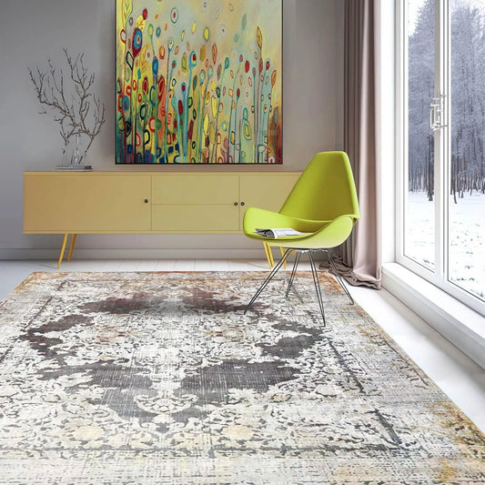 Multi Sizes Tabriz Modern & Contemporary Velvety Soft Pile Oriental Area Rug Gray, Cream Bastian-0