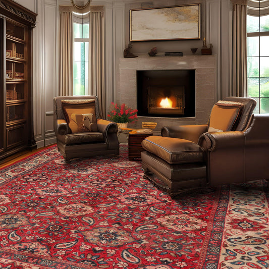 8'10" x 11'7" Hand Knotted 100% Wool Traditional Mahal Oriental Area Rug Red-0