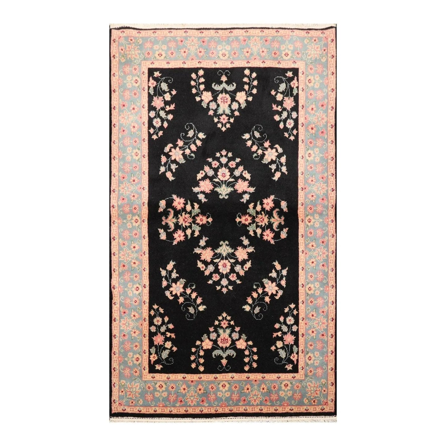 4' x 6' Hand Knotted 100% Wool Rare Romanian Saroukk Area Rug Black-0