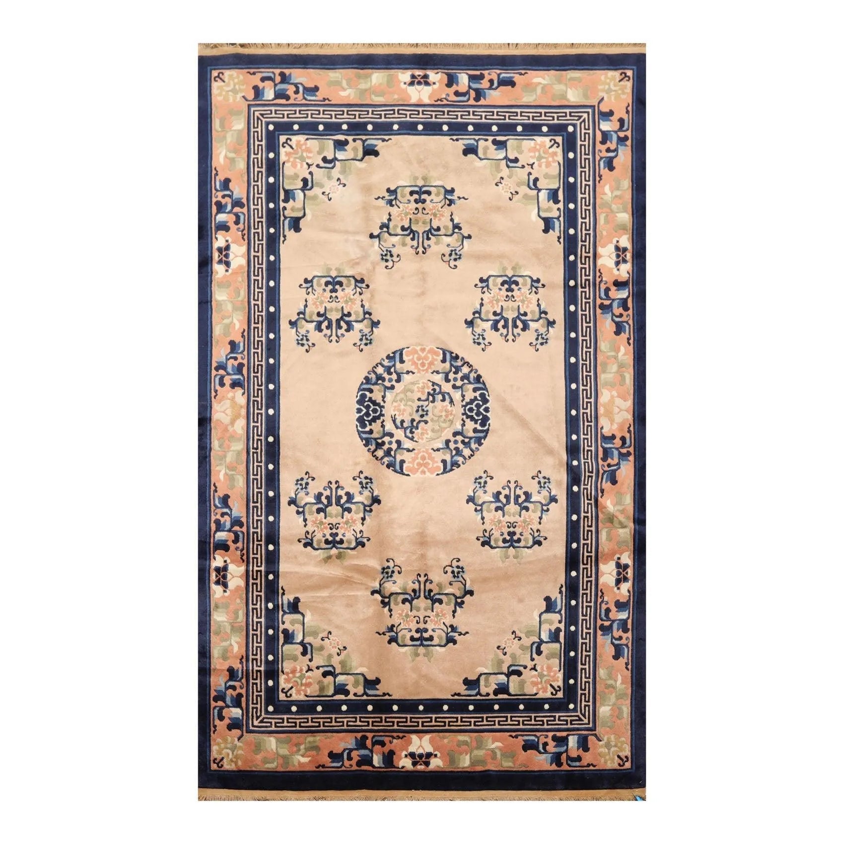 5' x 8'1'' Vintage Hand Knotted Oriental Wool Chinese Art Deco Area Rug Beige-0
