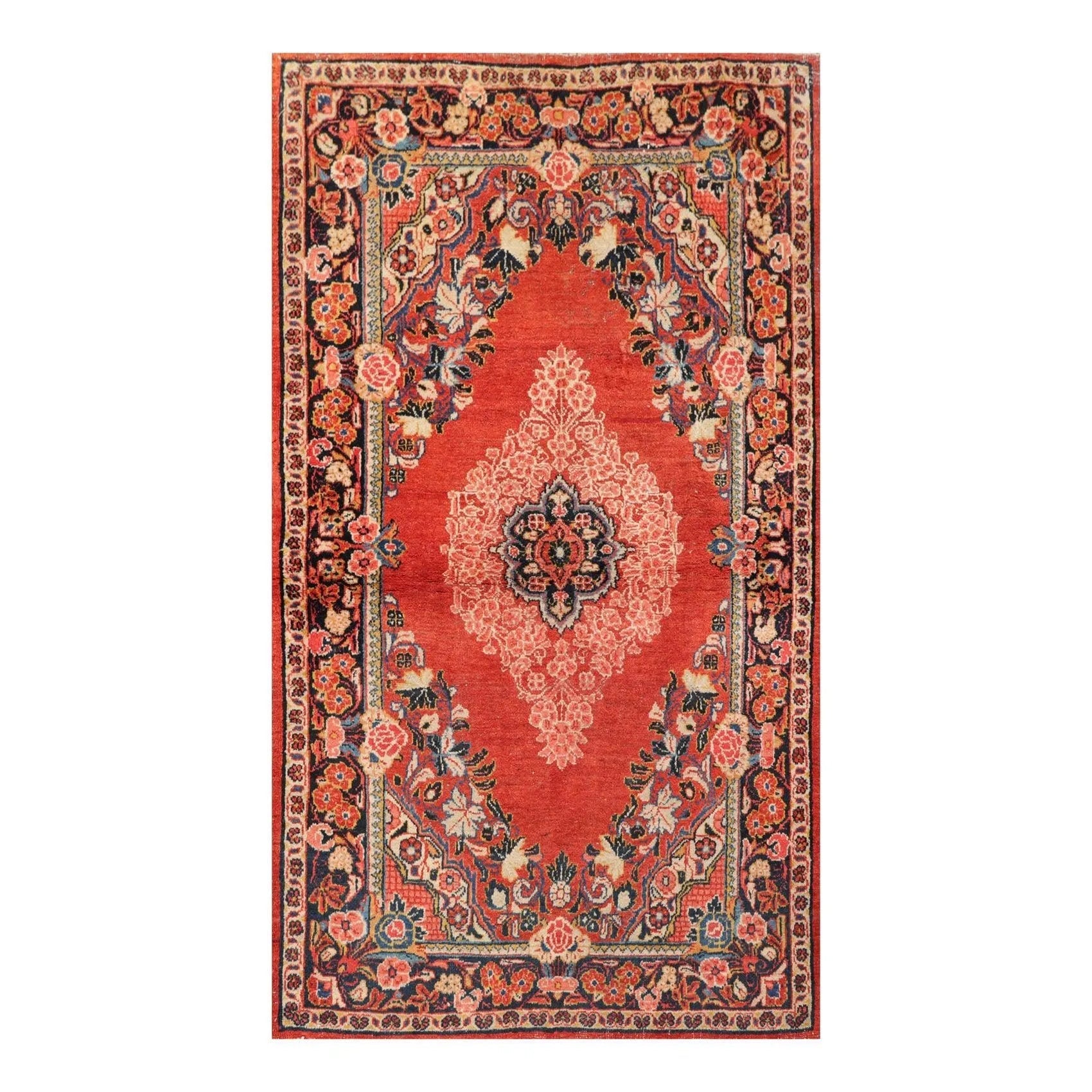 4'3'' x 6'6'' Antique Hand Knotted 100% Wool Sultanabad Oriental Area Rug Rust-0
