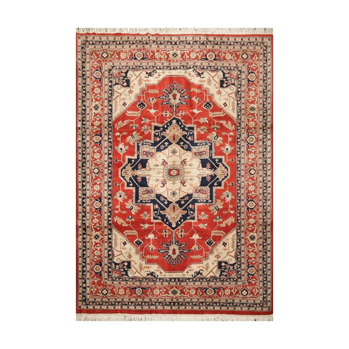 8'2'' x 11'9'' Hand Knotted 100% Wool Rare Romanian Herizz Area Rug Burnt Orange-0