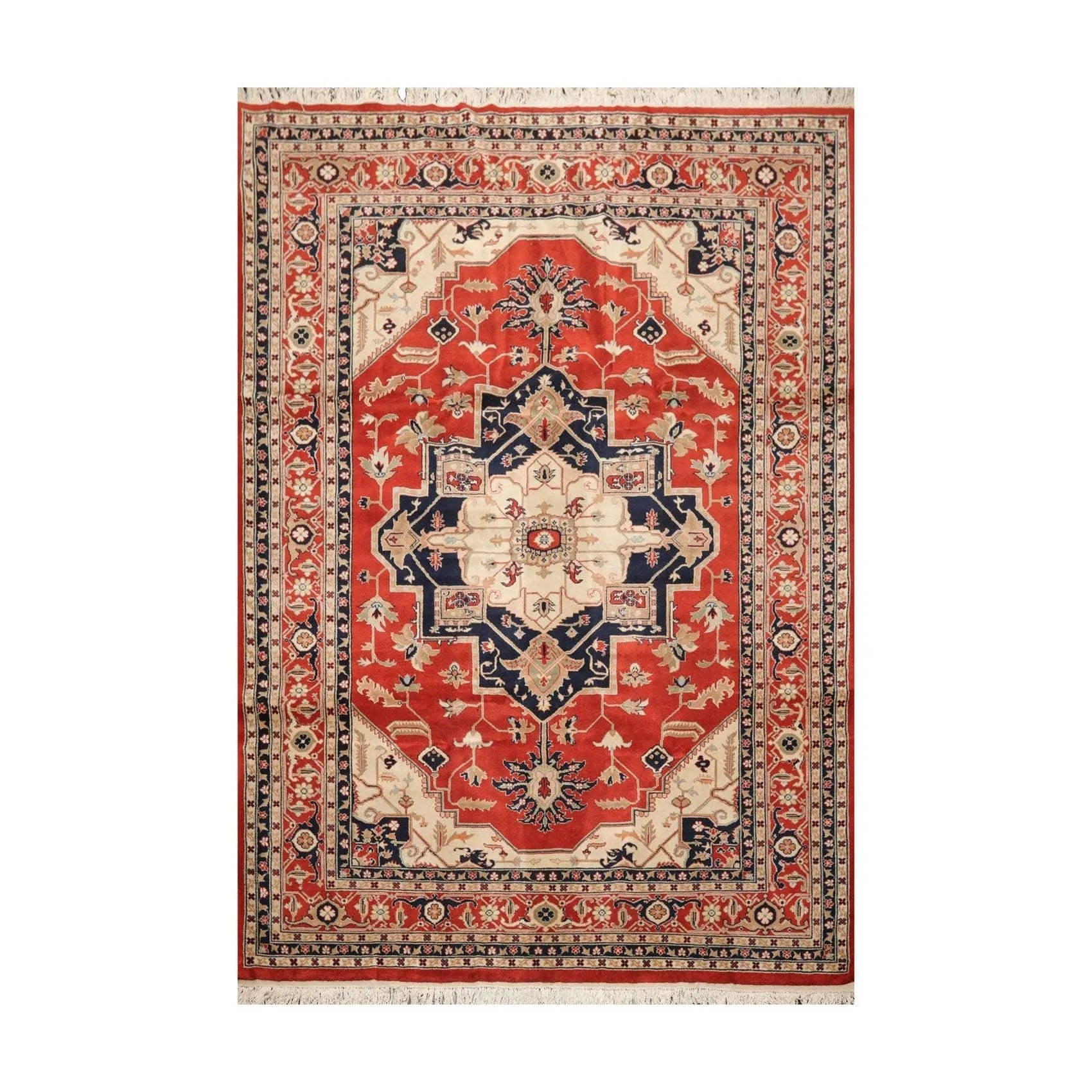 8'2'' x 11'9'' Hand Knotted 100% Wool Rare Romanian Herizz Area Rug Burnt Orange-0