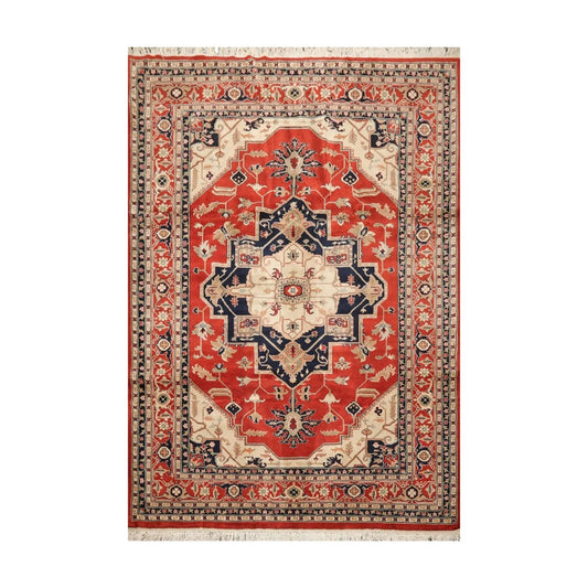 8'2'' x 11'9'' Hand Knotted 100% Wool Rare Romanian Herizz Area Rug Burnt Orange-0